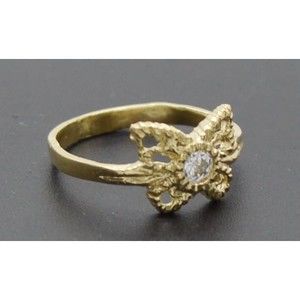 Real 10k Yellow Solid Gold Shiny CZ Butterfly Charm Kids Ring 1.1 gr Size 3